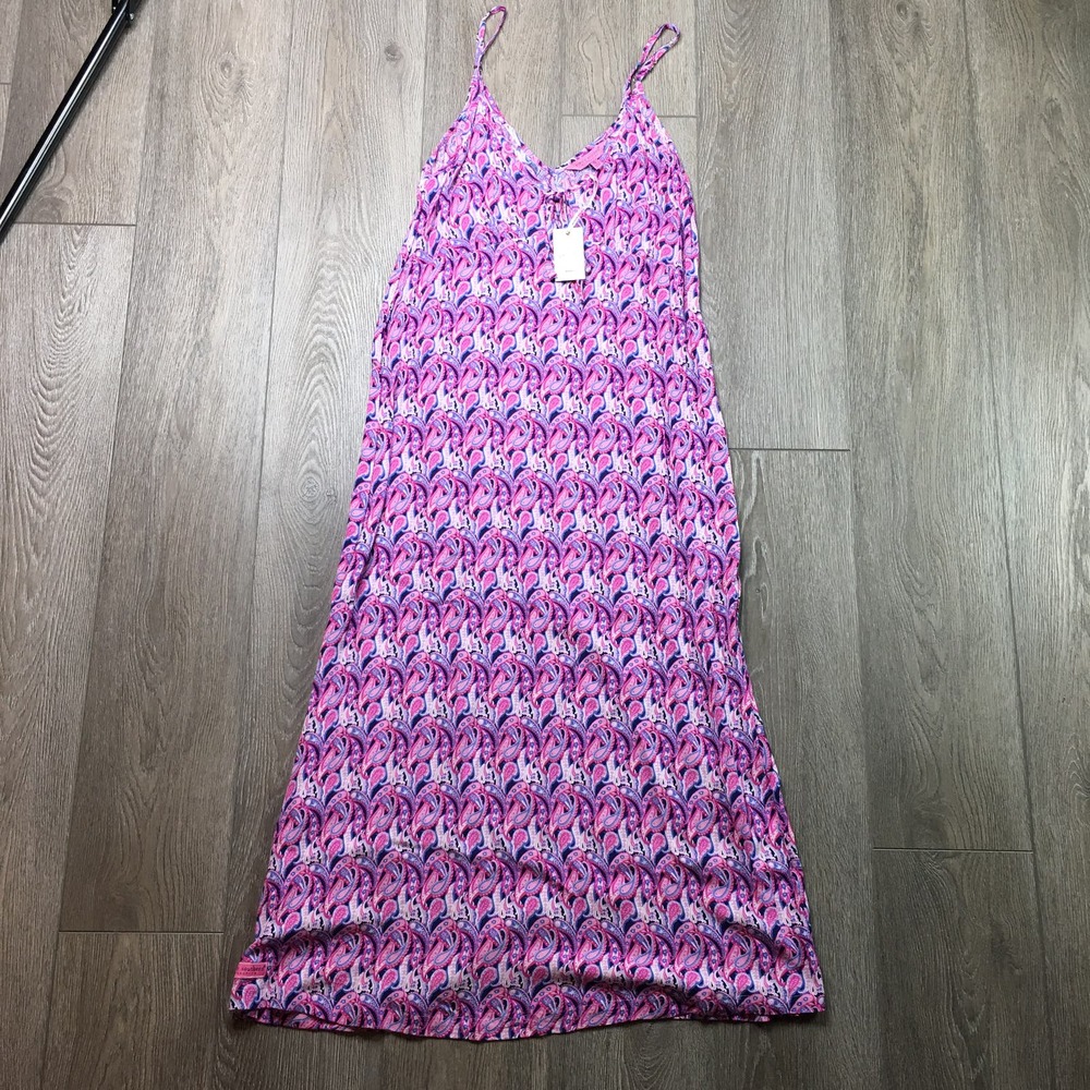 NWT Simply Southern Paisley Maxi Dress Spaghetti Strap Pink Blue Small